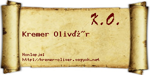 Kremer Olivér névjegykártya